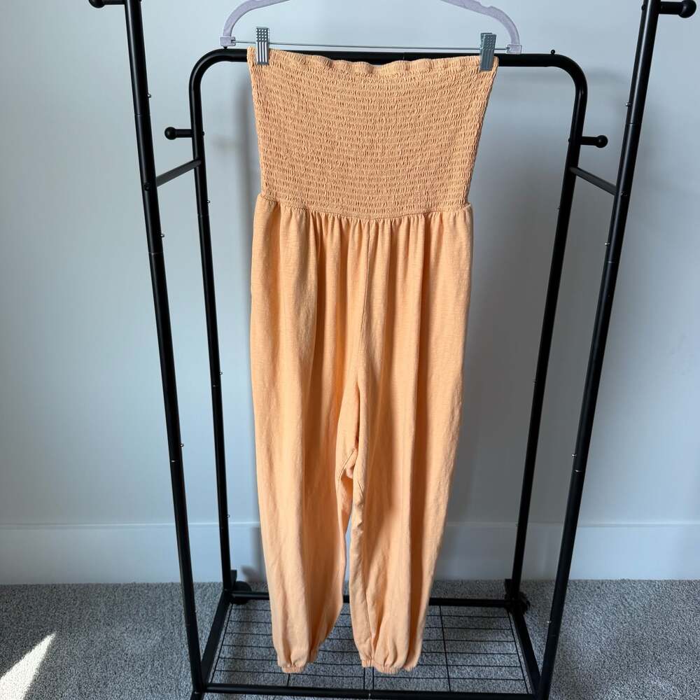American Eagle Outfitters Smocked Strapless Harem Jumpsuit